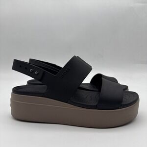 Crocs Women's US SZ 9 Black/Mushroom Brooklyn Low Wedge Sandals 206453 Platform